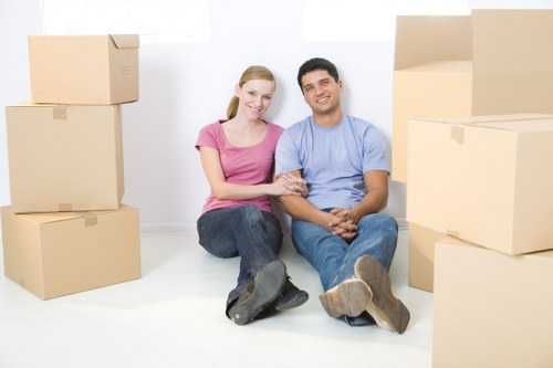 Boxes and furniture prepared for a local apartment relocation in Highbury