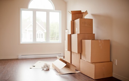 Professional office relocation team loading items for a move in Highbury