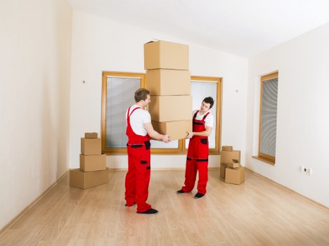Organised moving boxes labelled for rooms in a Highbury relocation